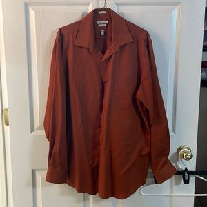 Men’s long sleeve dress shirt, Van Heusen, color: rust, size: 16.5- 34/35